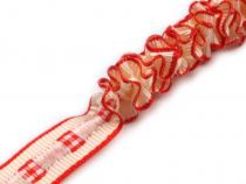 Rüschenband - Ripsband mit Zugband rot
